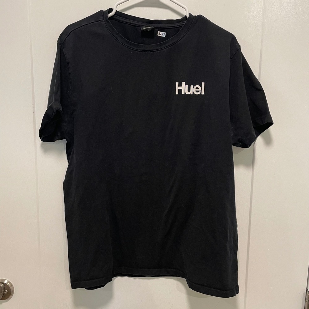 Huel Mens Black Logo Graphic Short Sleeve T-Shirt XL Cotton Blend Crewneck